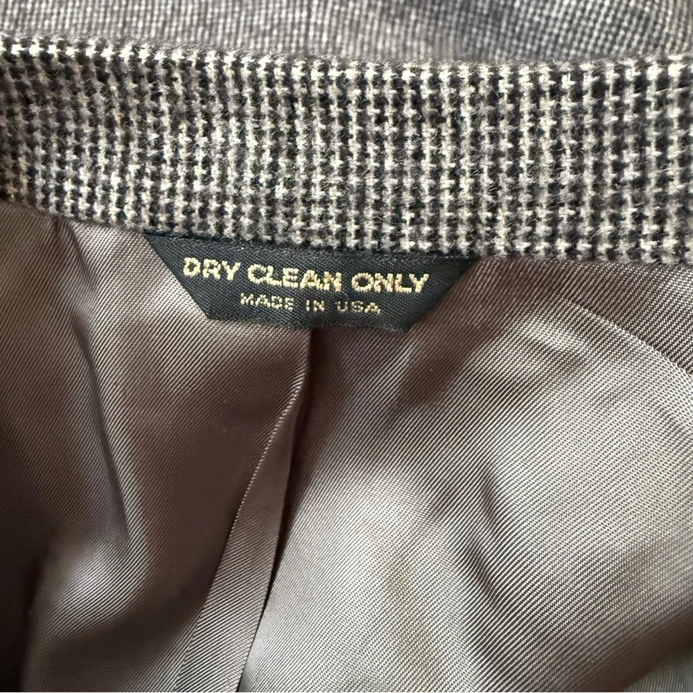 Vintage Barrister 100% Camel Hair Blazer Grey Plaid Herringbone Two Button, 42L
